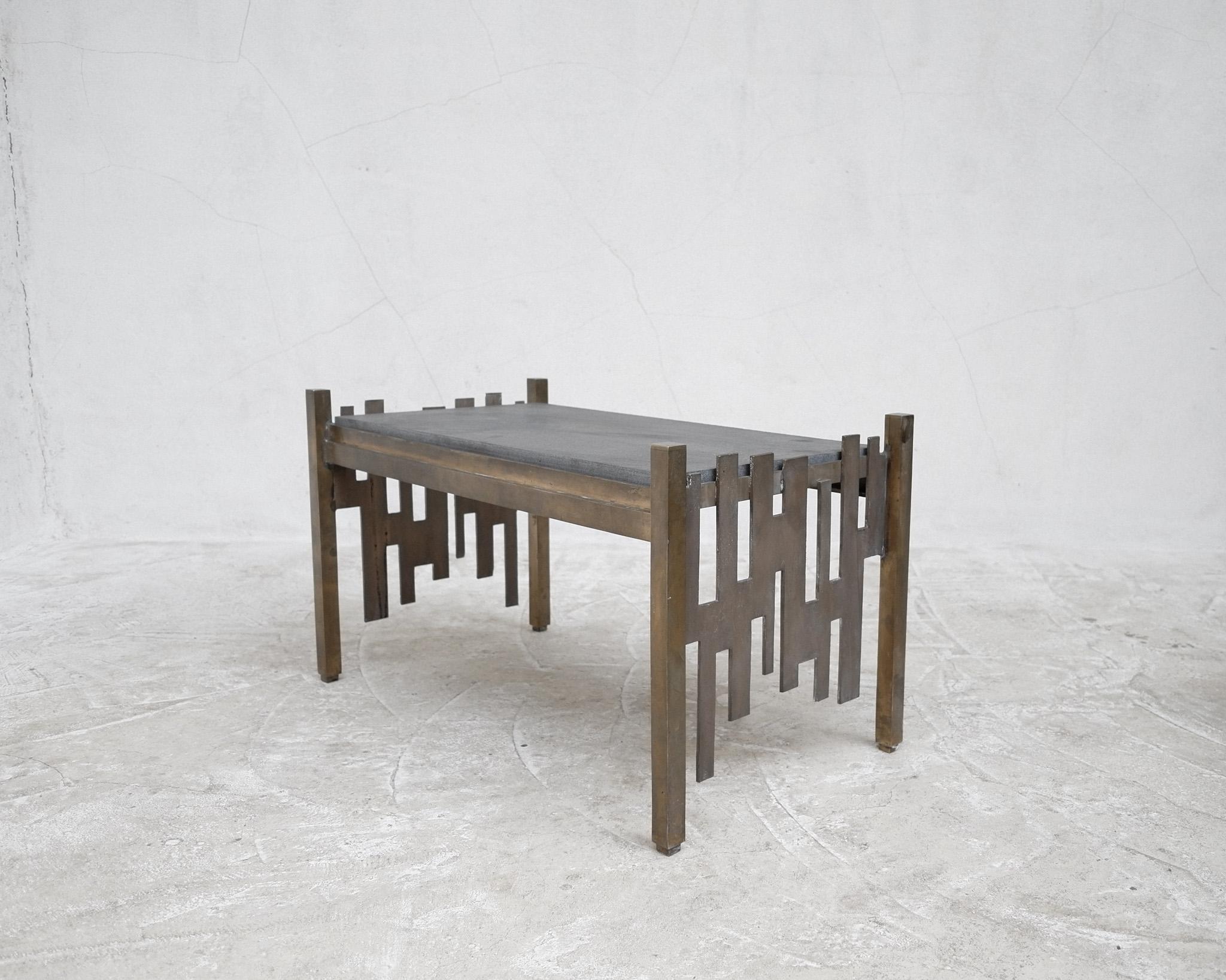 Late 20th Century Italian Bronze Brutalist Coffee Table in the Style of Luciano Frigerio For Sale