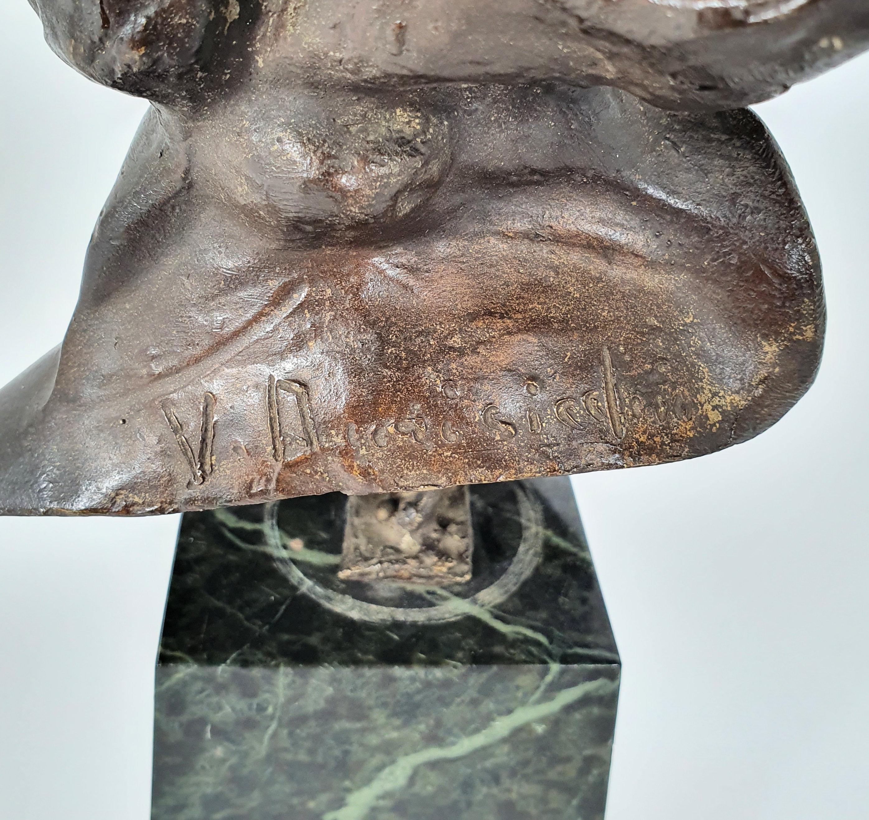 Italian Bronze Bust of a Blindfolded Maiden by Vincenzo Aurisicchio 4