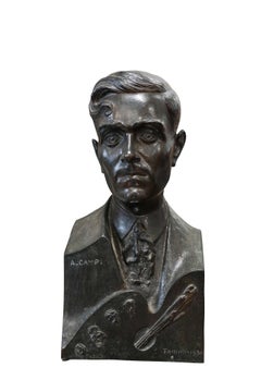 Italian Bronze Bust of Artist A. Campi