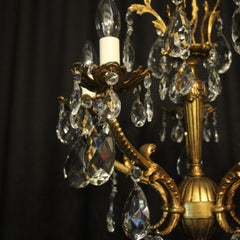 Italian Bronze and Crystal 5-Light Antique Chandelier