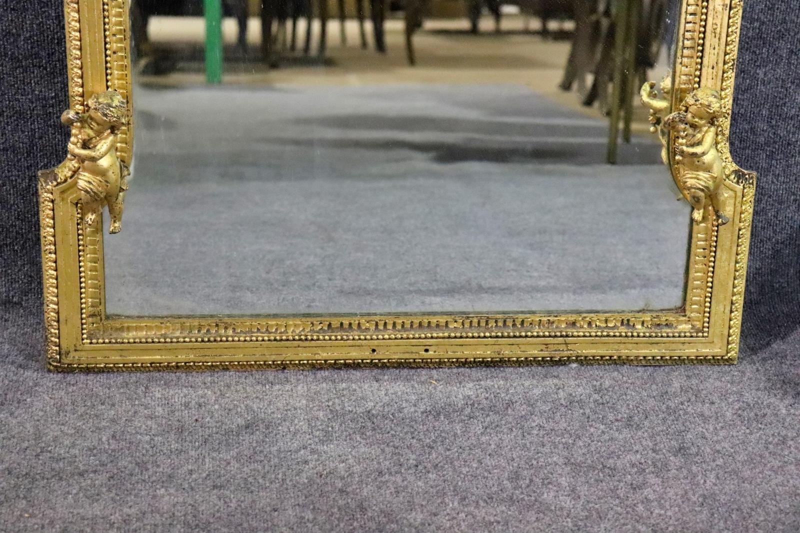 Art Nouveau Italian Bronze Figural Wall Mirror Attributed to Caldwell For Sale