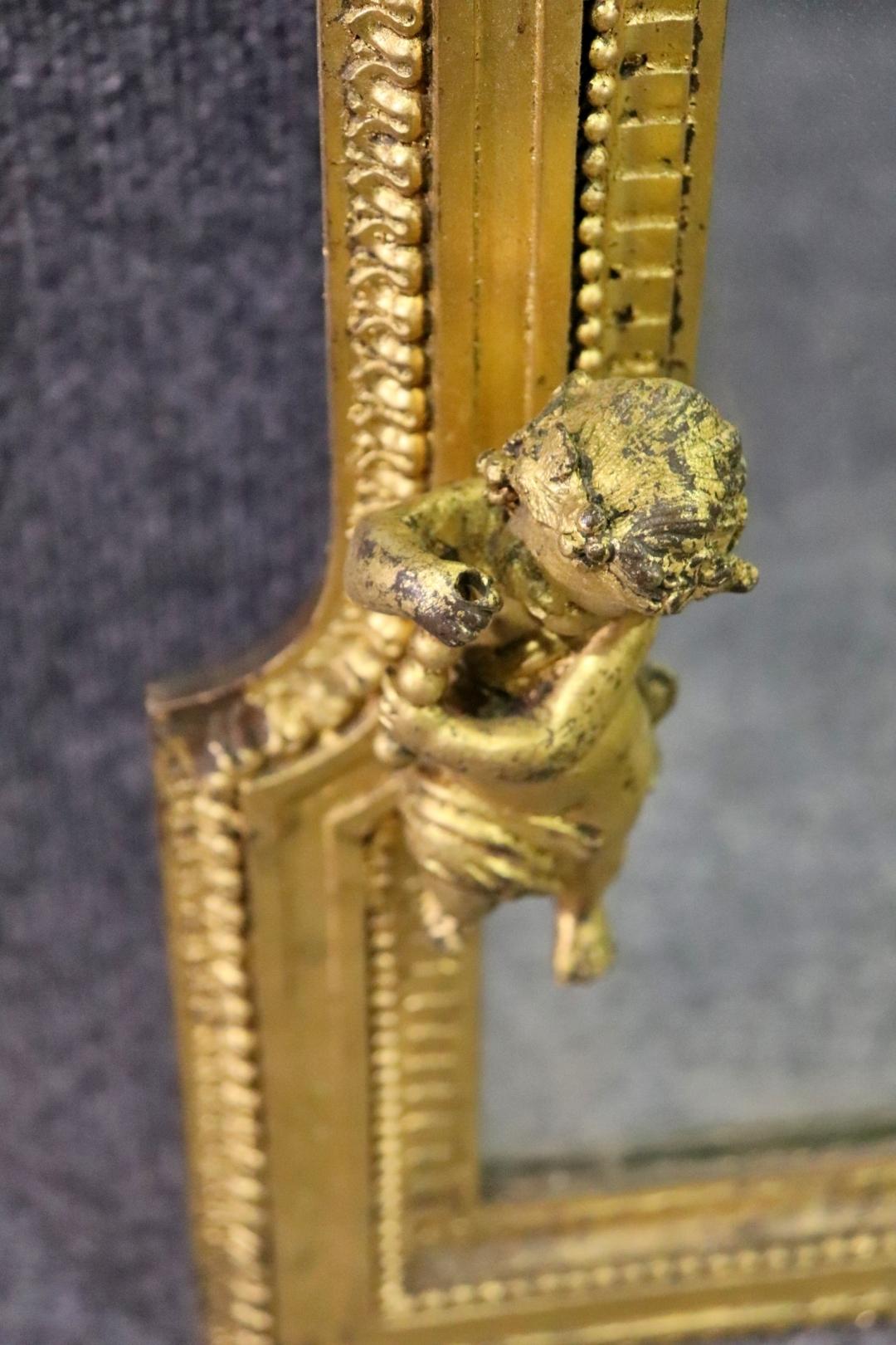 Italian Bronze Figural Wall Mirror Attributed to Caldwell In Good Condition For Sale In Swedesboro, NJ