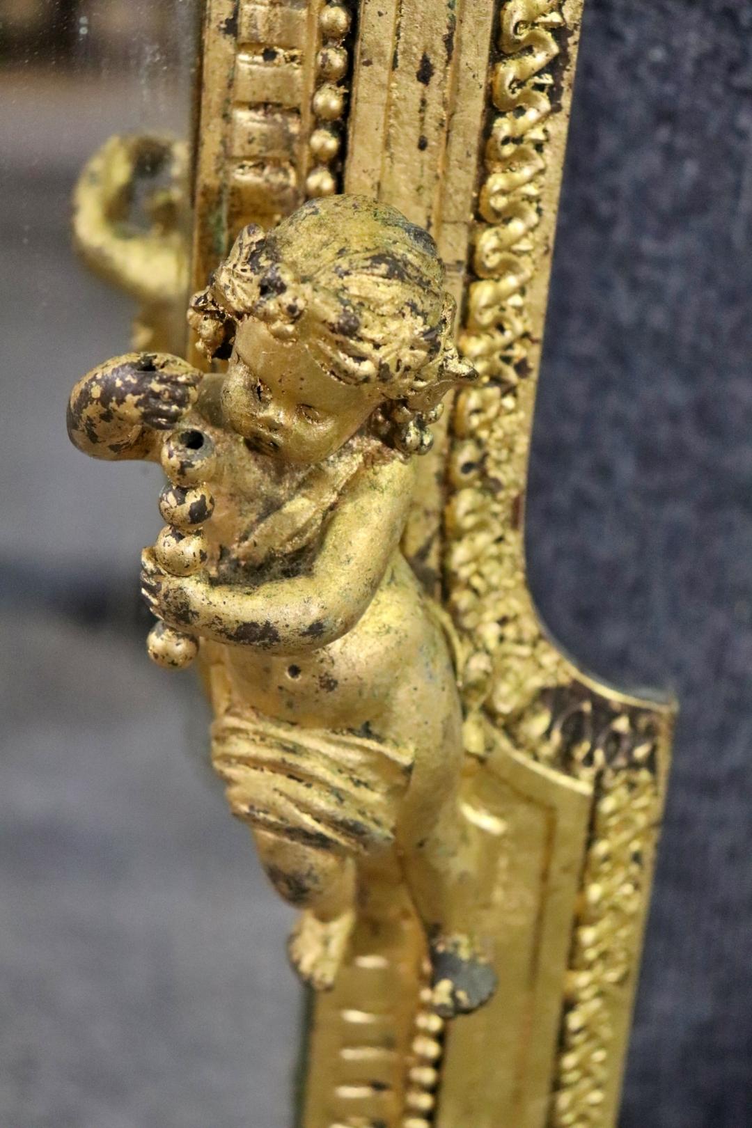 Italian Bronze Figural Wall Mirror Attributed to Caldwell For Sale 1