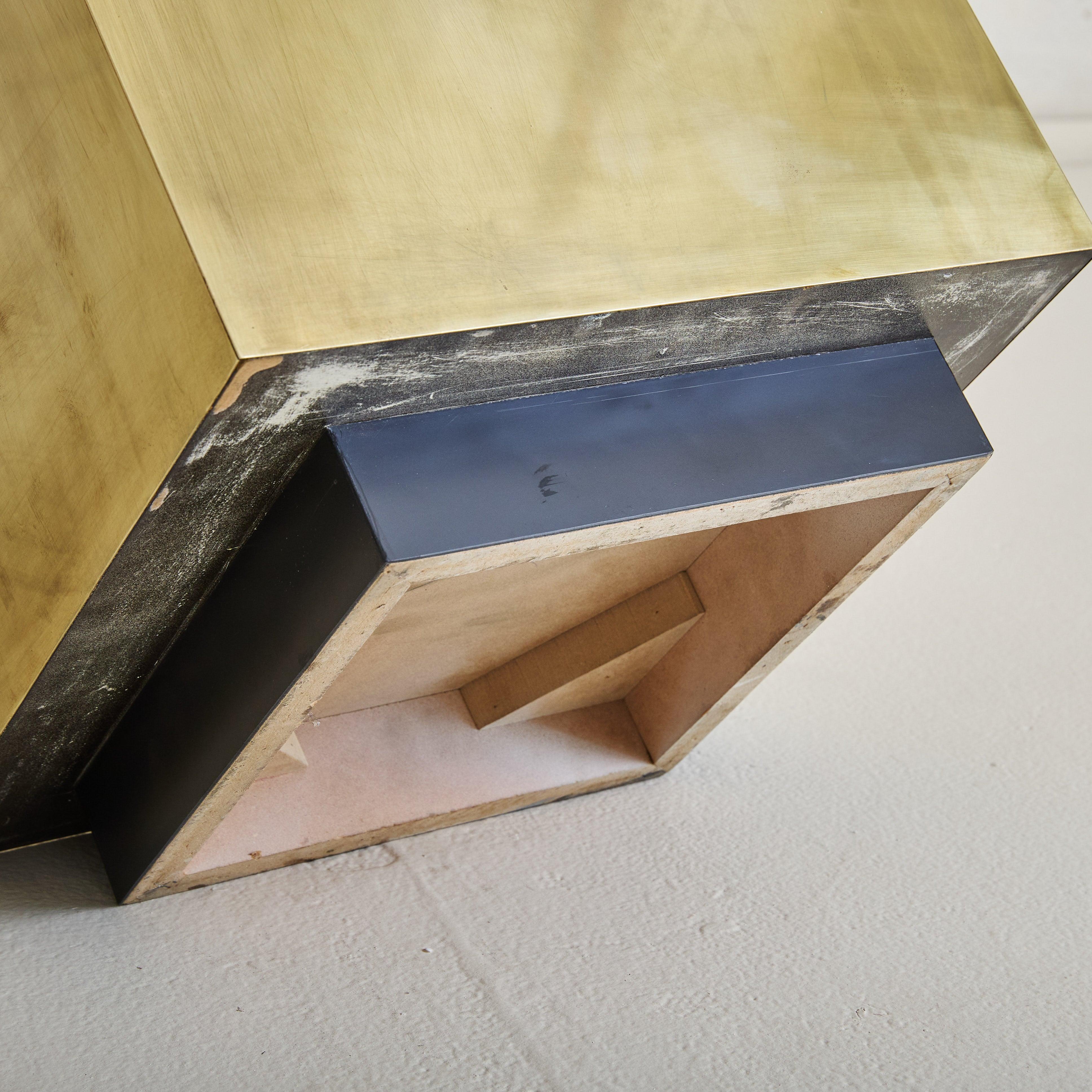 Italian Bronze Finish Cube Side Table, 1970s - 2 Available For Sale 6