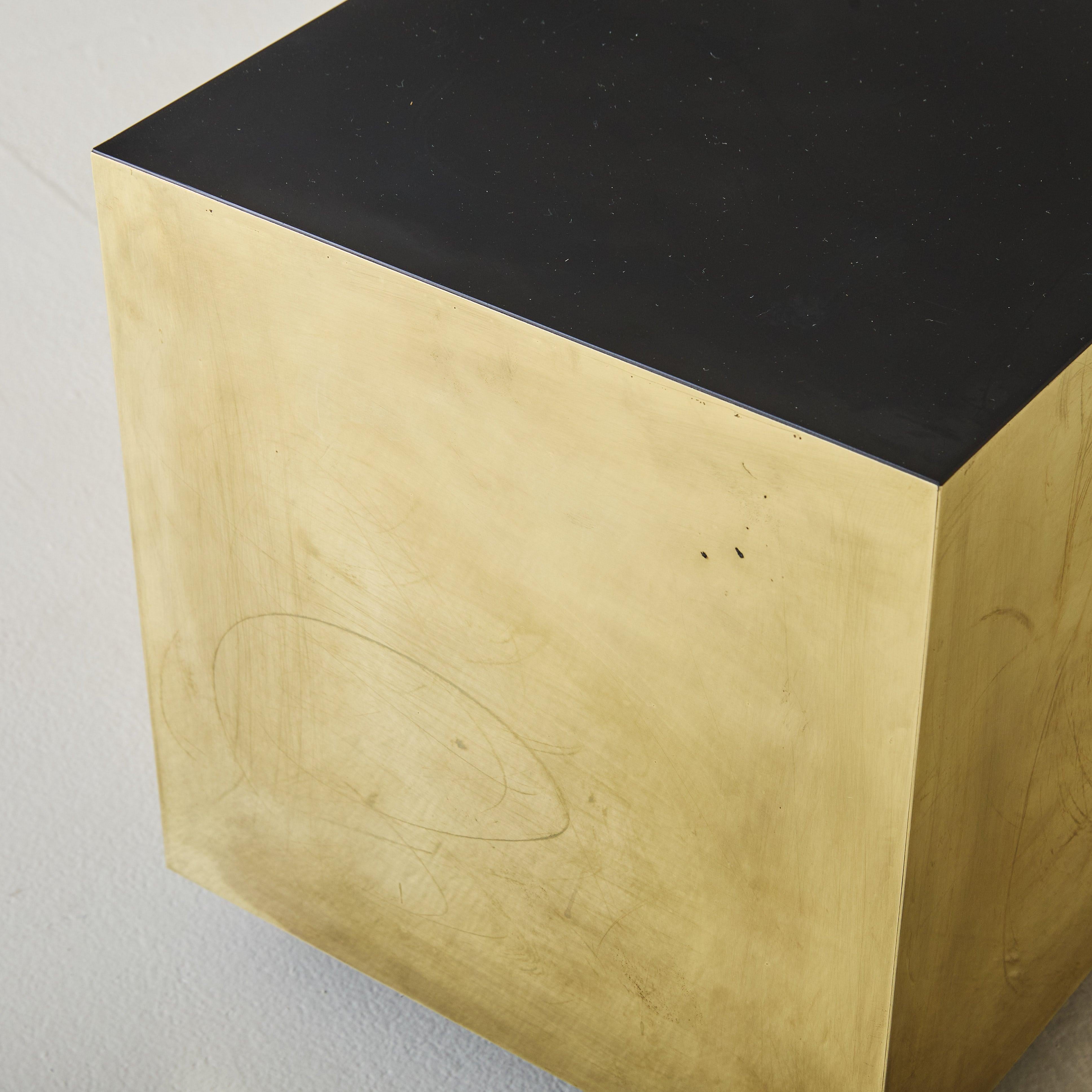 Italian Bronze Finish Cube Side Table, 1970s - 2 Available For Sale 3