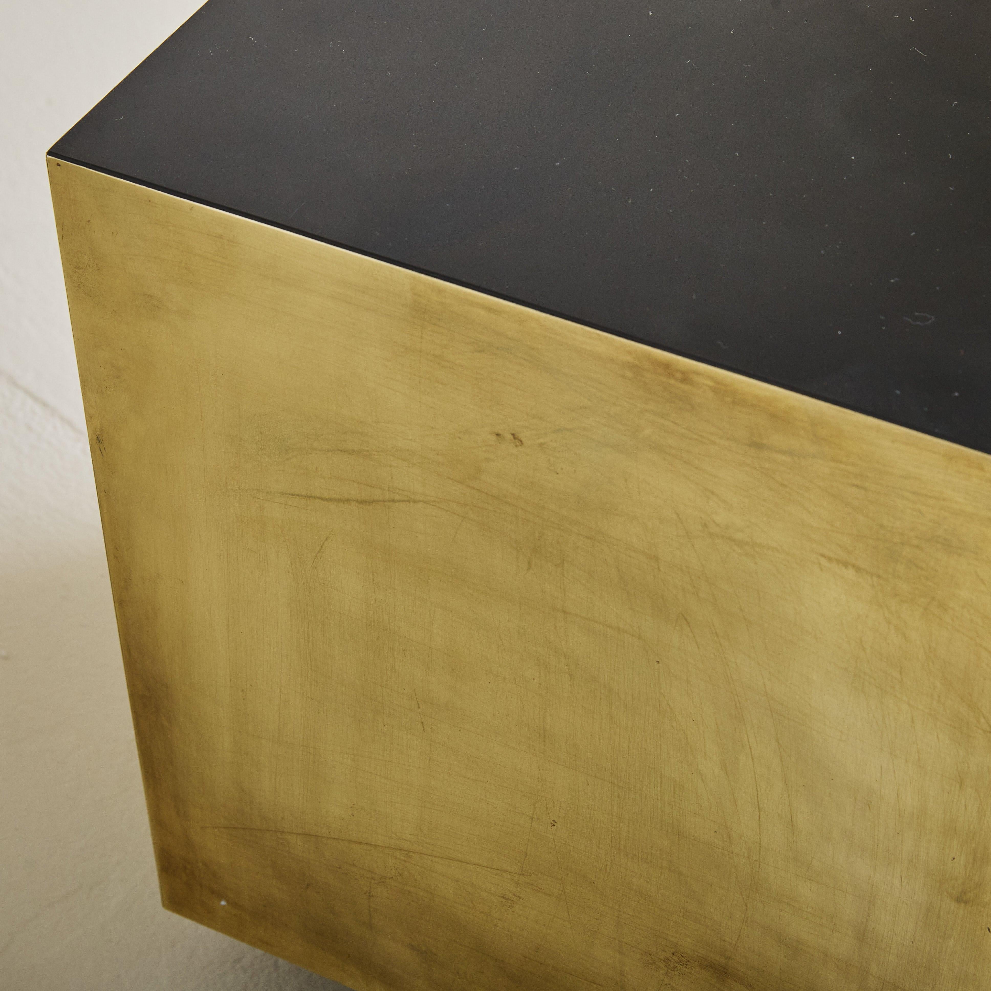 Italian Bronze Finish Cube Side Table, 1970s - 2 Available For Sale 4