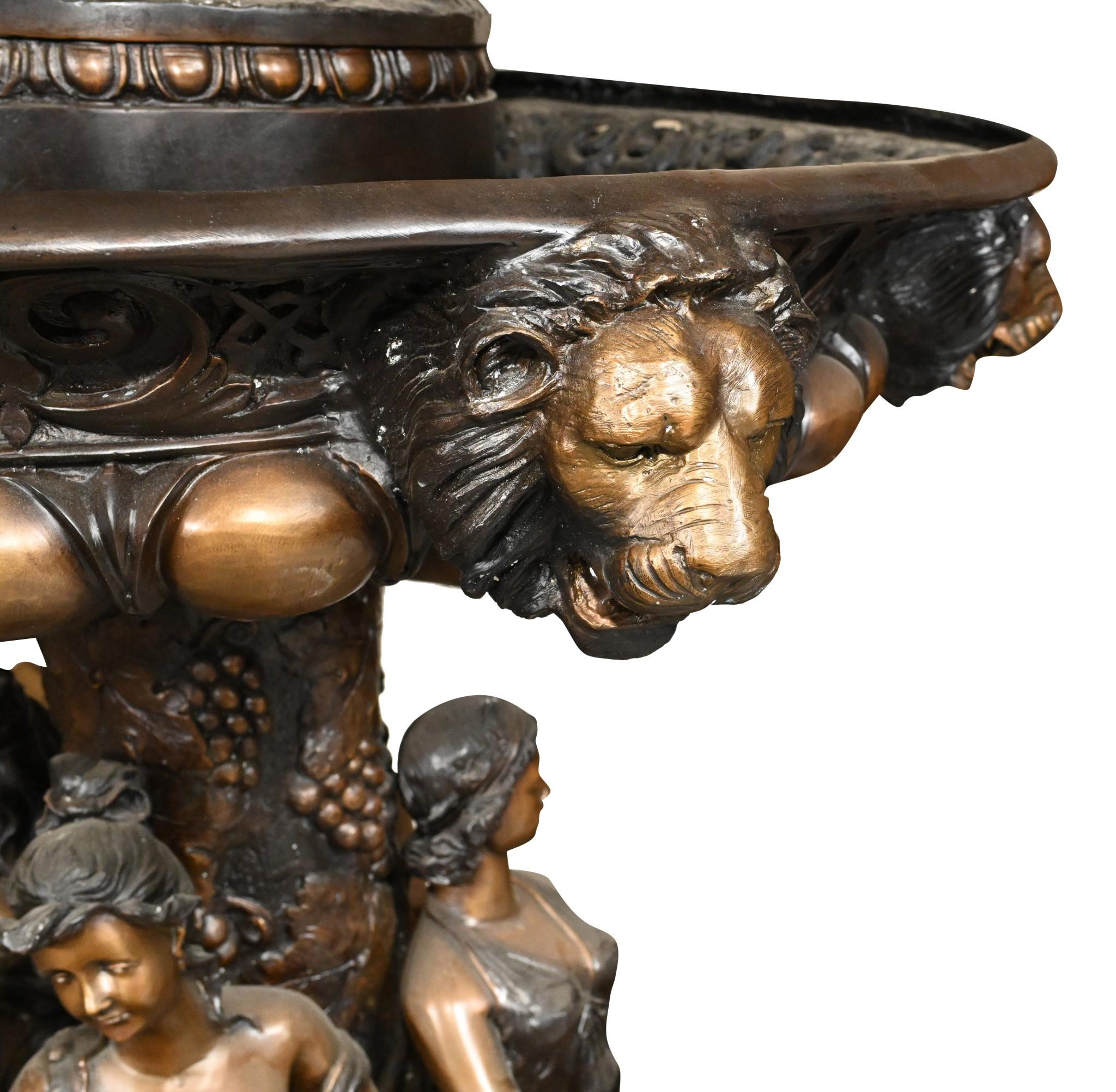 Italian Bronze Fountain, Giant Maiden Cherub Water Feature For Sale 5