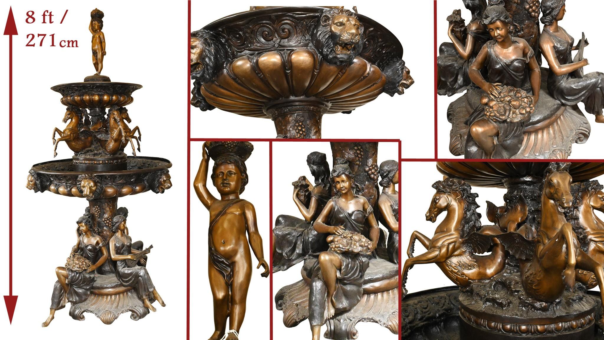 Fontaine italienne en bronze - Caractéristique d'eau d'un chérubin géant Bon état - En vente à Potters Bar, GB