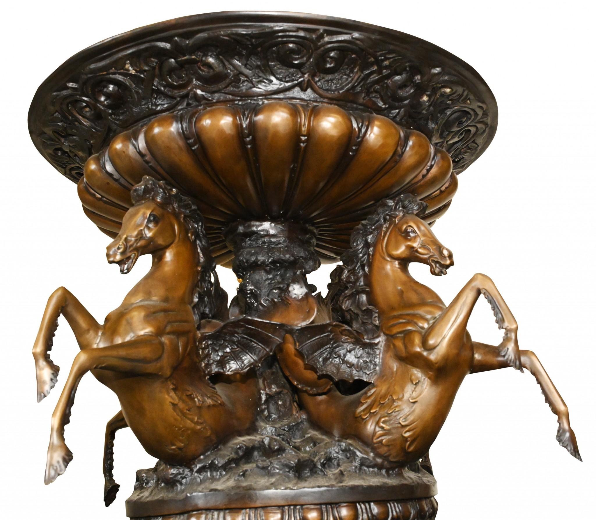 Italian Bronze Fountain, Giant Maiden Cherub Water Feature For Sale 1