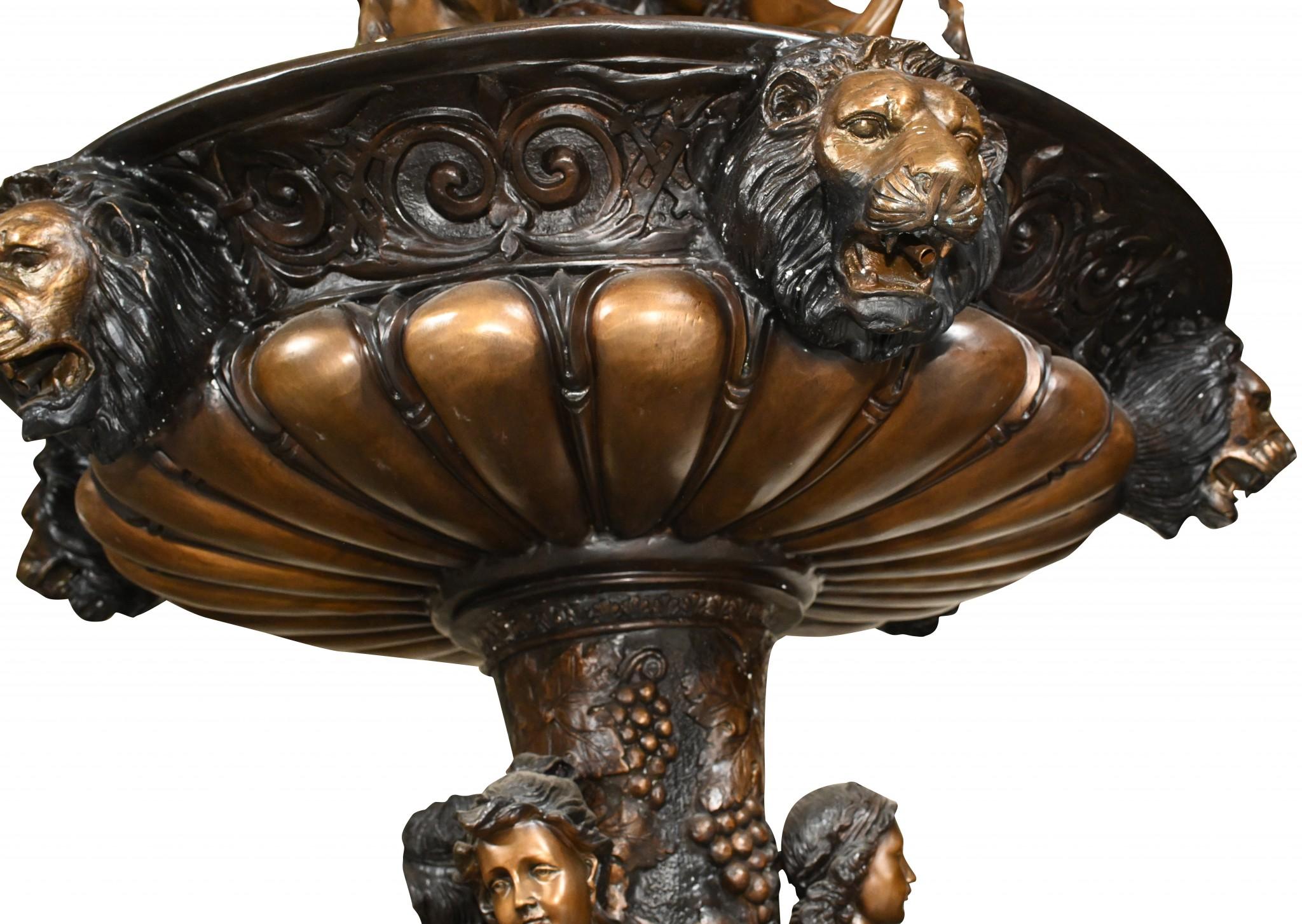 Italian Bronze Fountain, Giant Maiden Cherub Water Feature For Sale 2