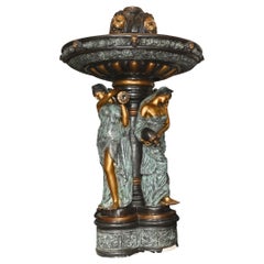 Italian Bronze Fountain, Large Classical Maiden Garden Water Feature