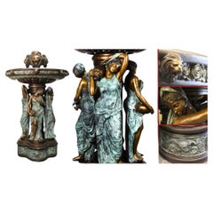 Italian Bronze Fountain - Large Classical Maiden Garden Water Feature