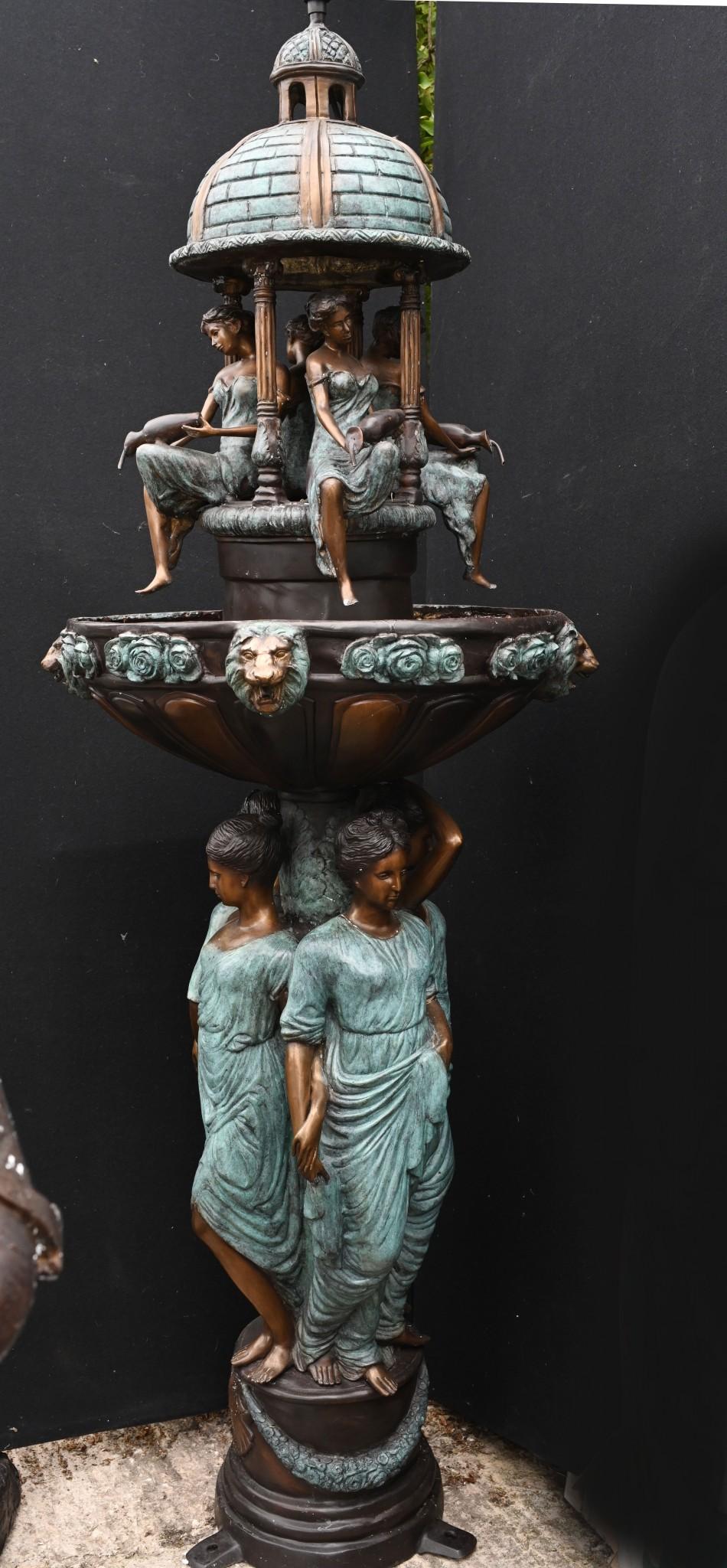 Italienischer Bronze-Gartenbrunnen, Romantische Muse, Maiden-Wasserbild, Wasserskulptur 11
