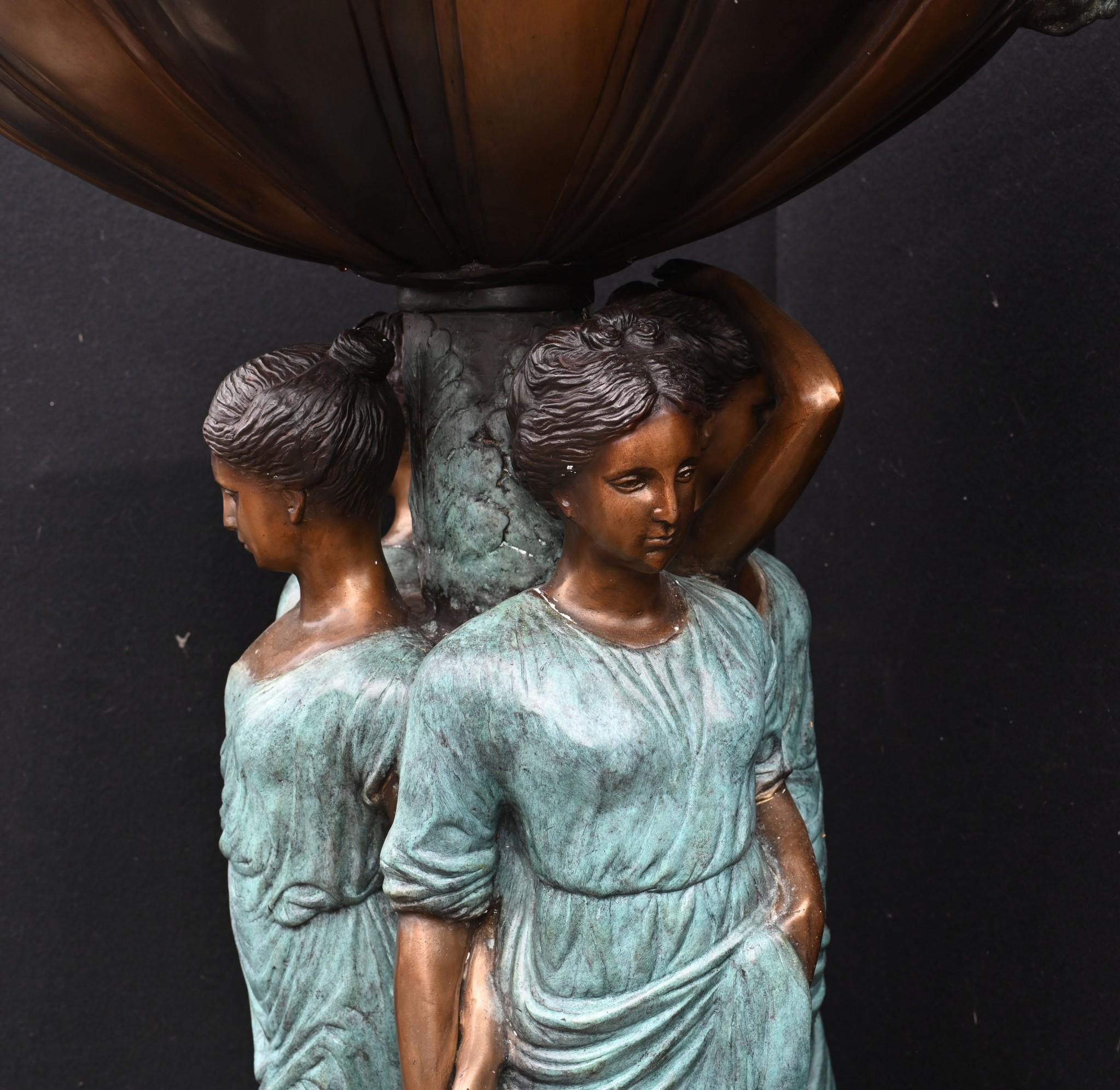 Italienischer Bronze-Gartenbrunnen, Romantische Muse, Maiden-Wasserbild, Wasserskulptur 12