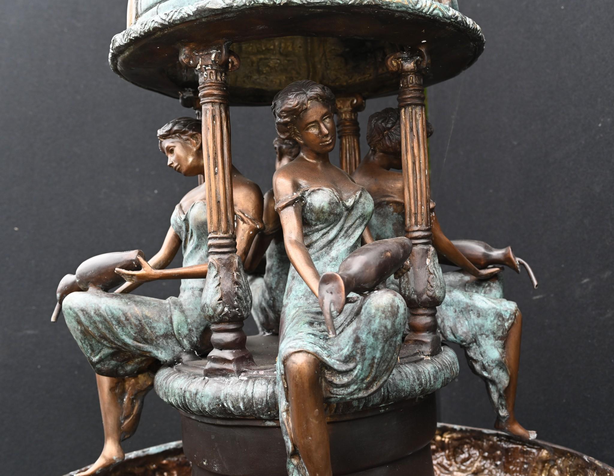 Italienischer Bronze-Gartenbrunnen, Romantische Muse, Maiden-Wasserbild, Wasserskulptur 14