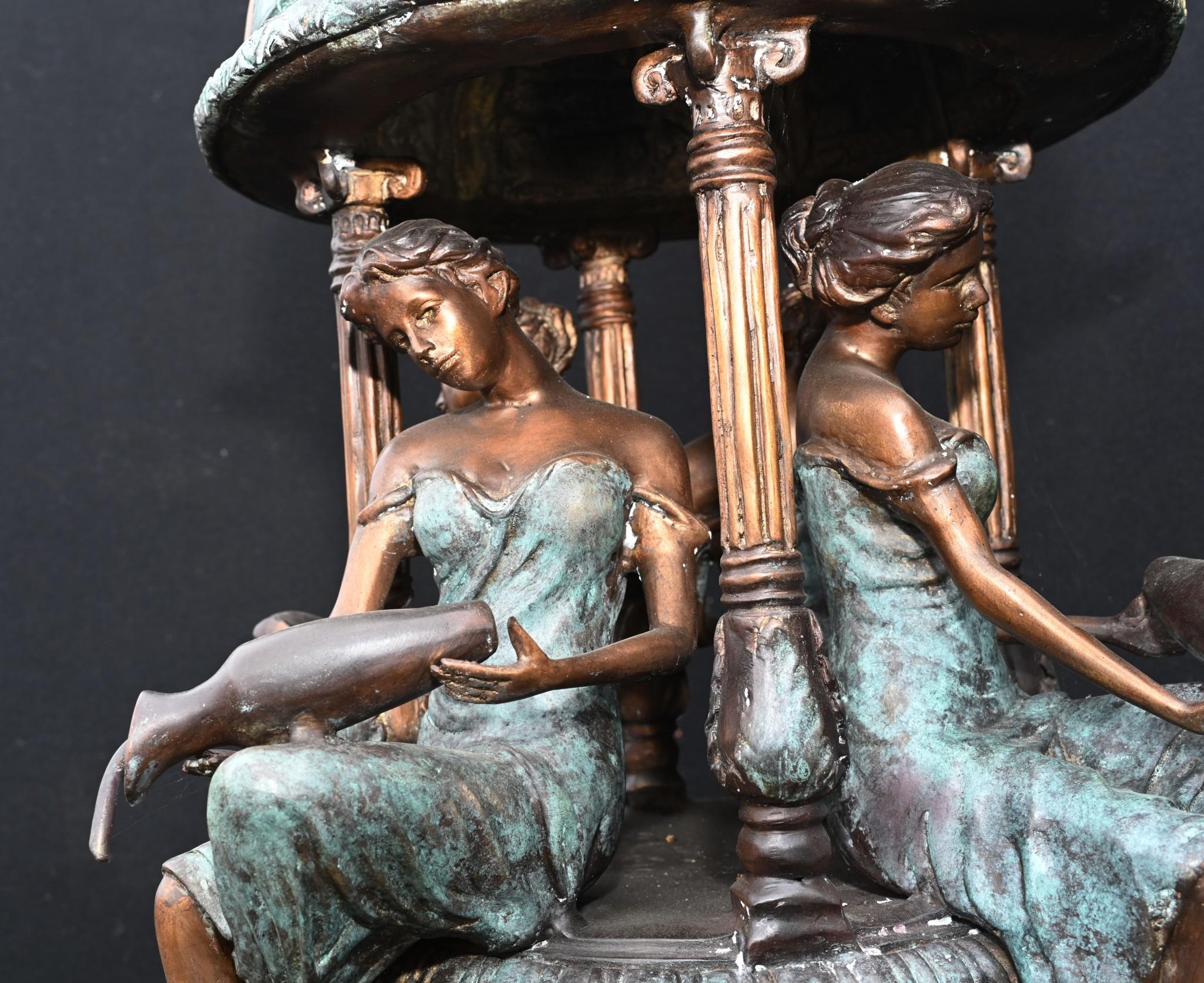 Italienischer Bronze-Gartenbrunnen, Romantische Muse, Maiden-Wasserbild, Wasserskulptur 3