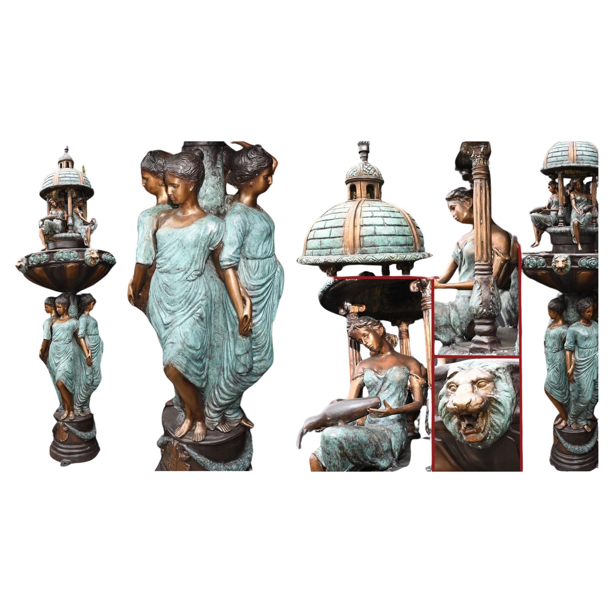 Italienischer Bronze-Gartenbrunnen, Romantische Muse, Maiden-Wasserbild, Wasserskulptur