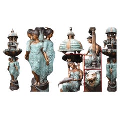 Italian Bronze Garden Fountain Romantic Muse Maiden Water Feature