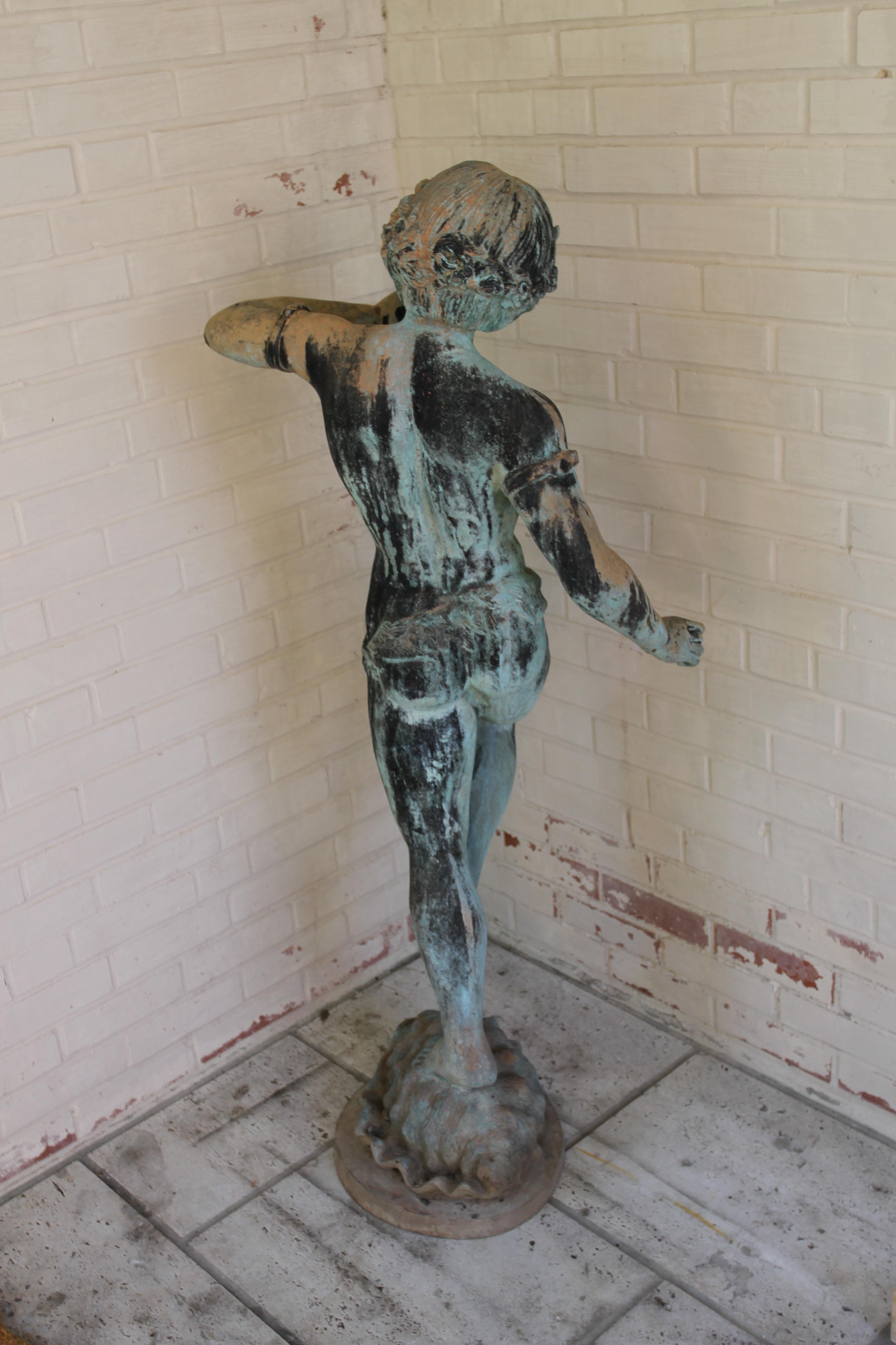 Statue de jardin ou fontaine en bronze italienne représentant Pan jouant de la flûte, début C.I.C. en vente 3