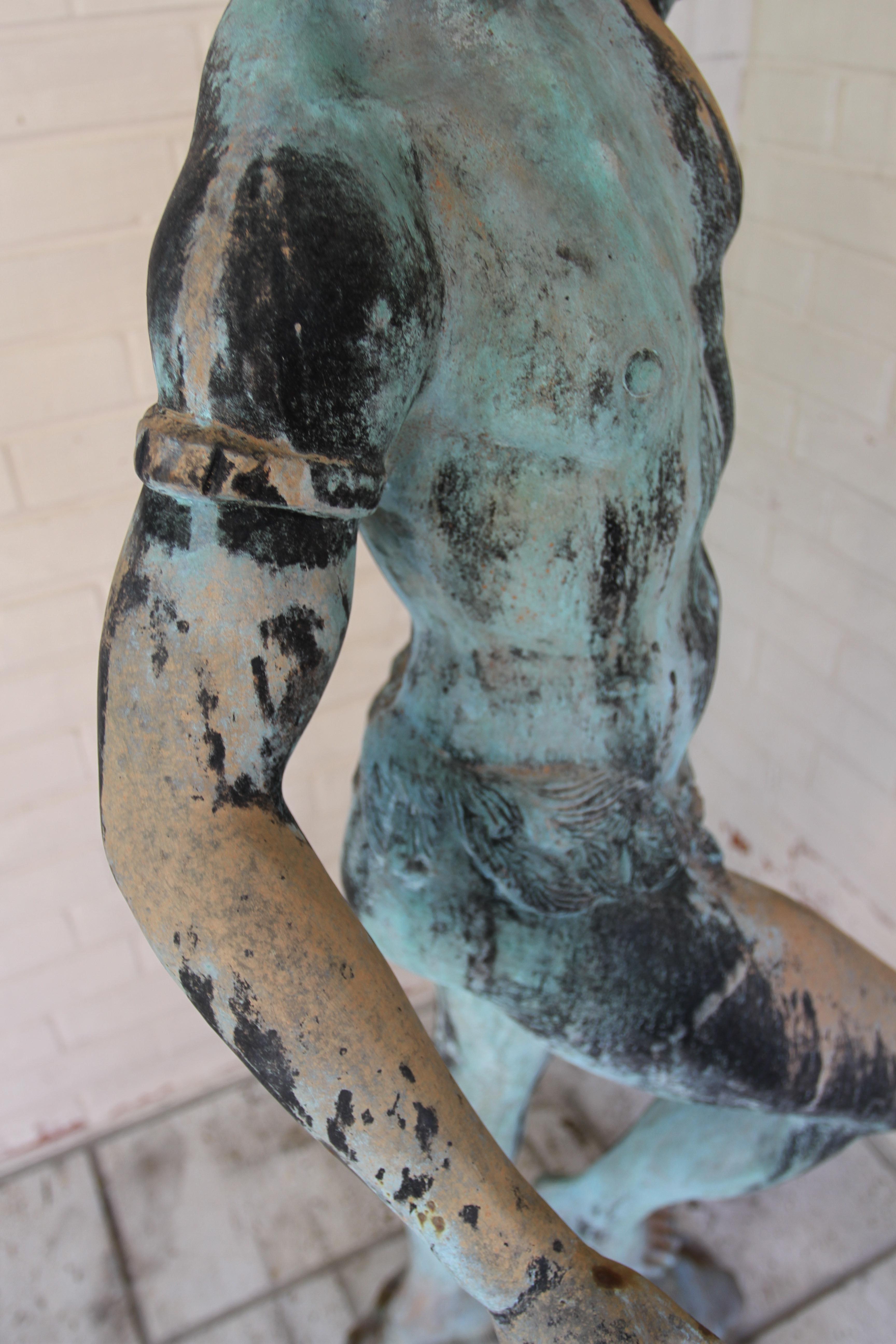 Statue de jardin ou fontaine en bronze italienne représentant Pan jouant de la flûte, début C.I.C. en vente 5