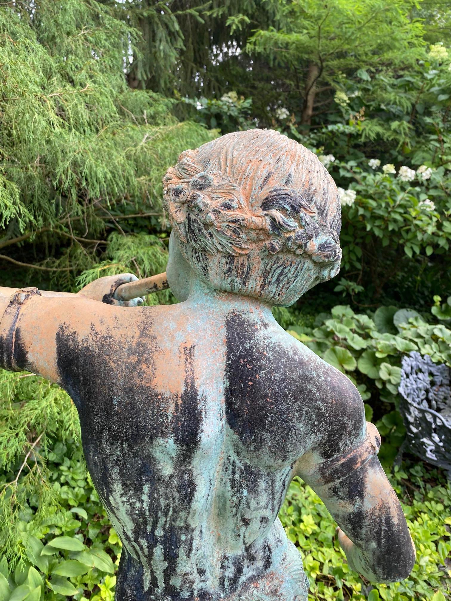 Statue de jardin ou fontaine en bronze italienne représentant Pan jouant de la flûte, début C.I.C. en vente 12