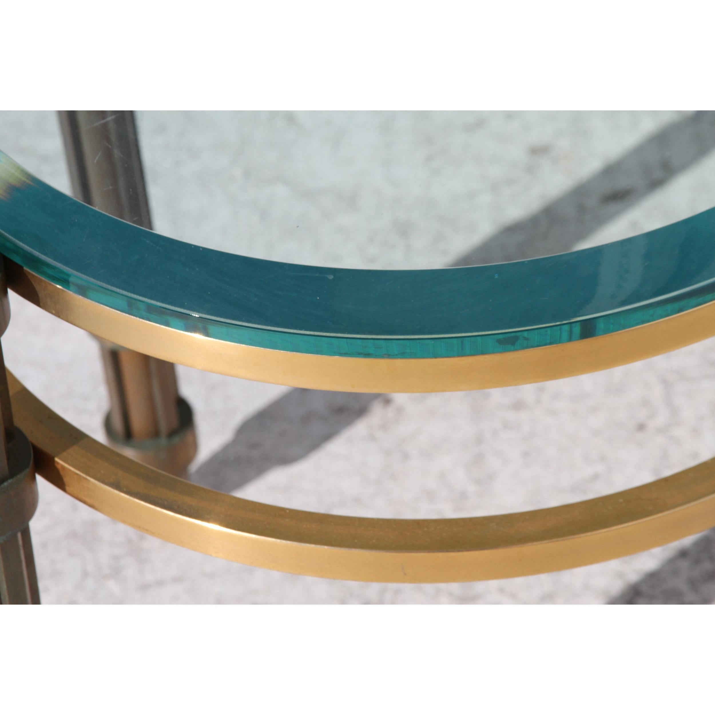 Laiton Table d'appoint italienne en verre bronze en vente