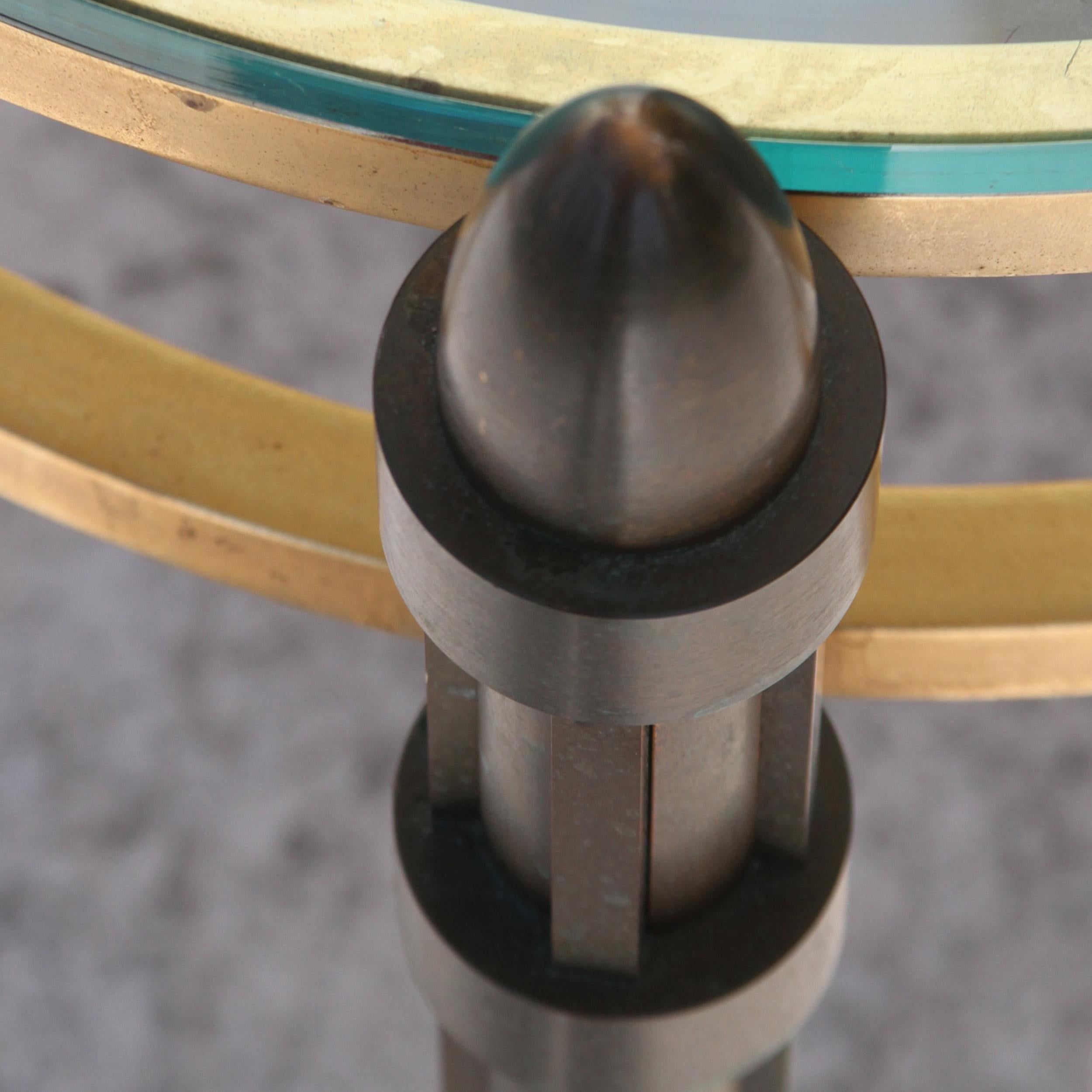 Table d'appoint italienne en verre bronze en vente 1