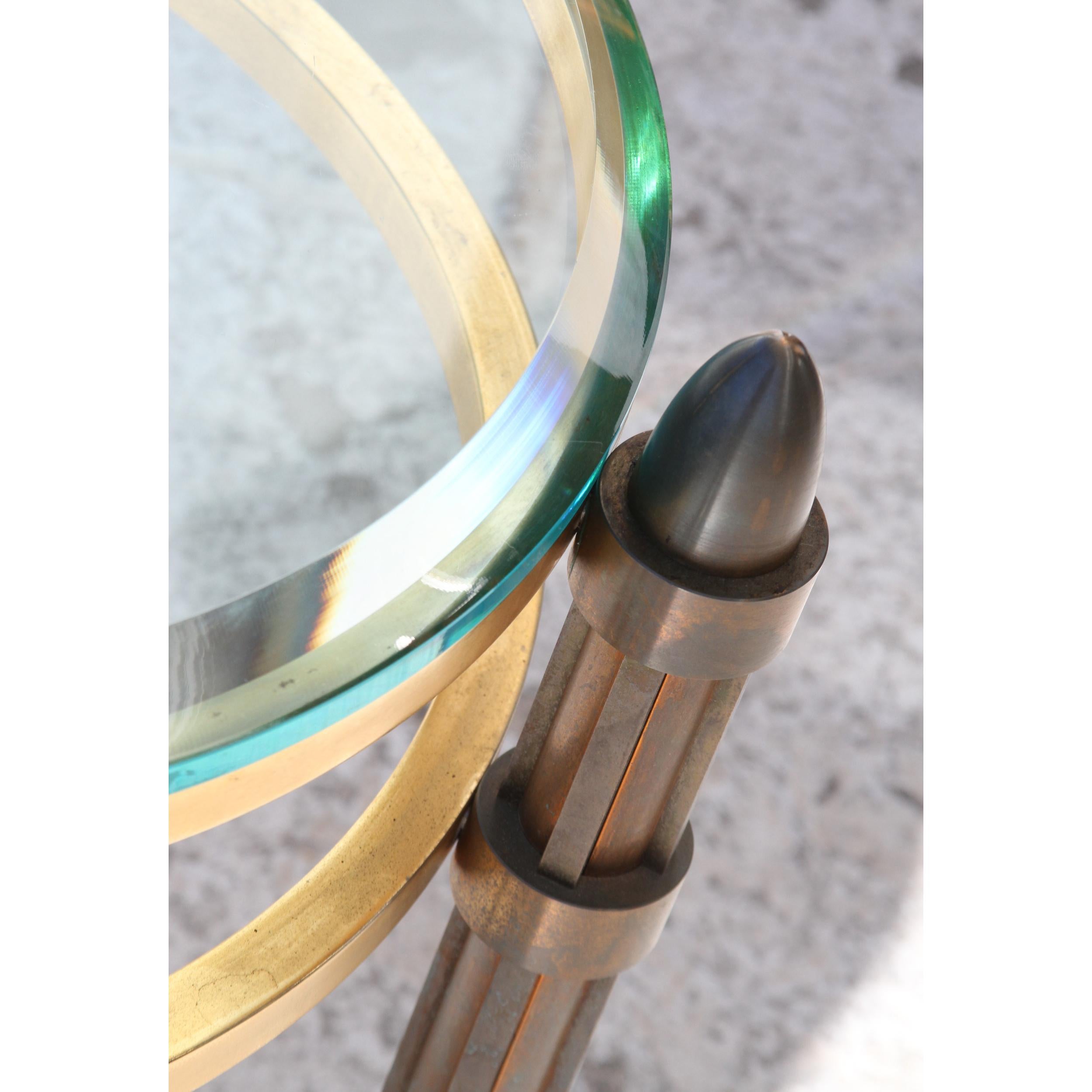 Table d'appoint italienne en verre bronze en vente 2
