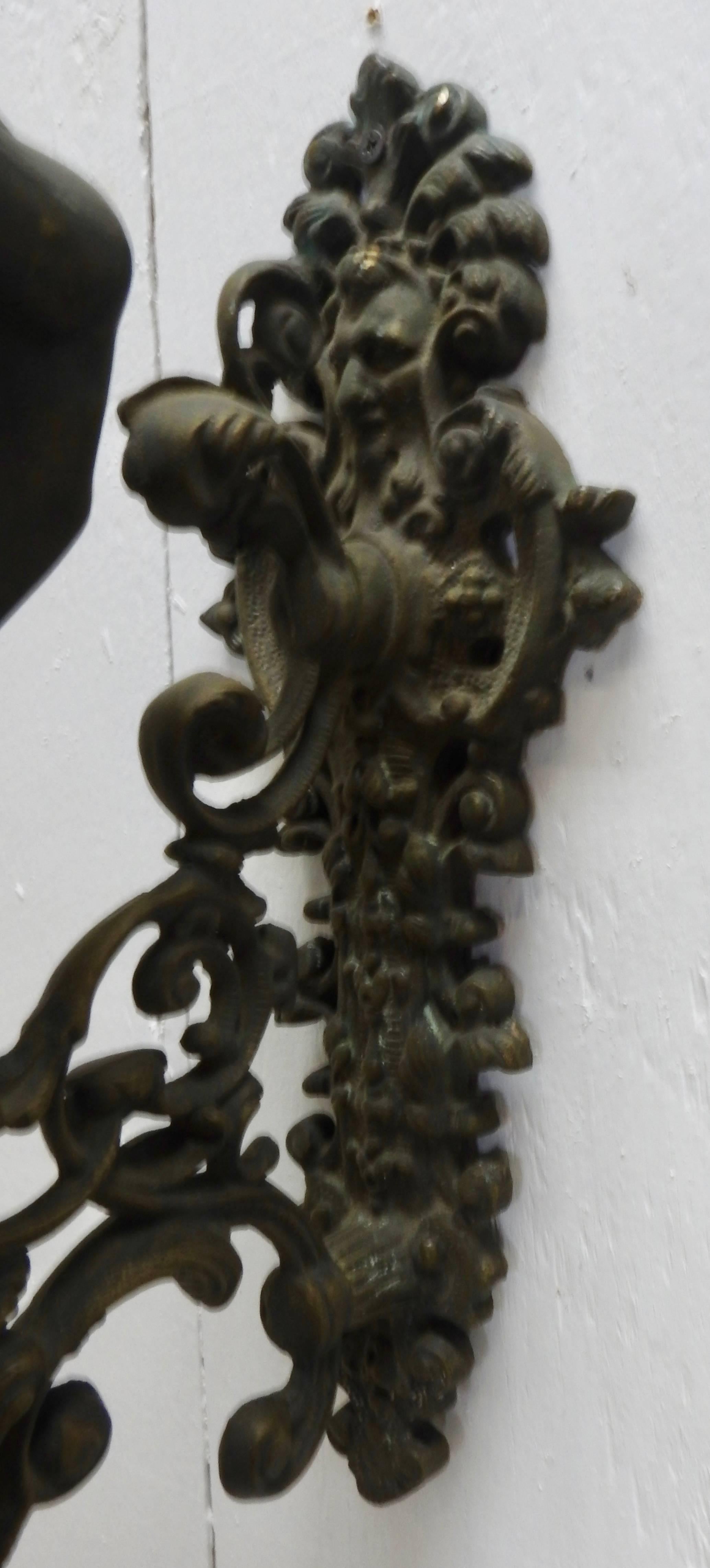 Italian Bronze Gothic Candle Sconces, Pair For Sale 1