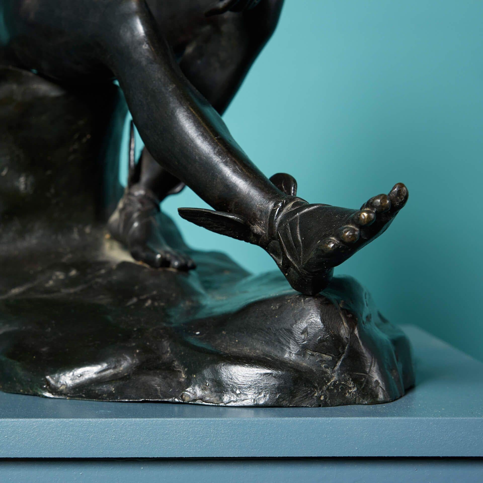 Italienische Grand Tour sitzende Hermes aus Bronze nach der Antike im Zustand „Relativ gut“ im Angebot in Wormelow, Herefordshire