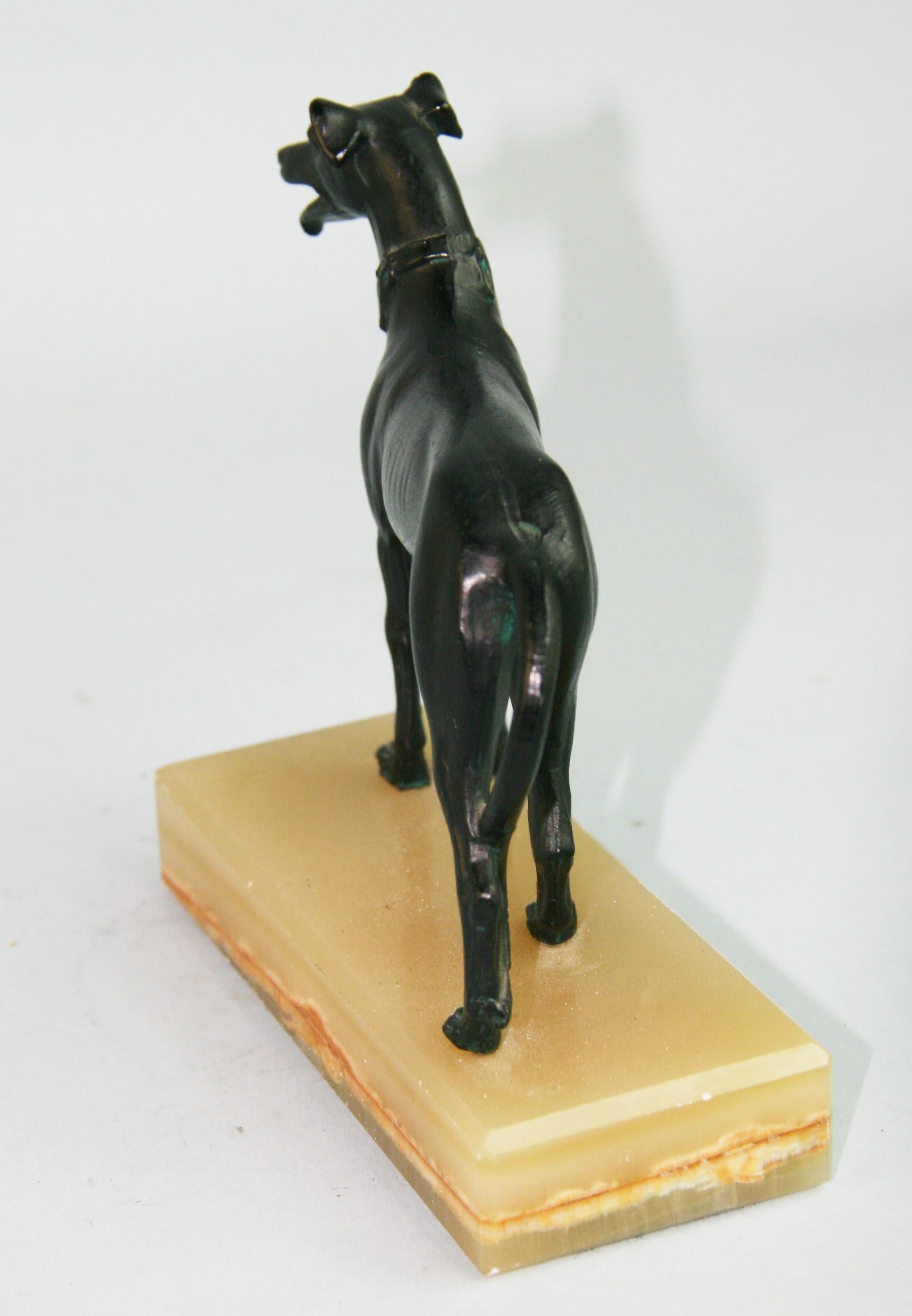 Late 20th Century Italian Bronze Greyhound Sculpture For Sale