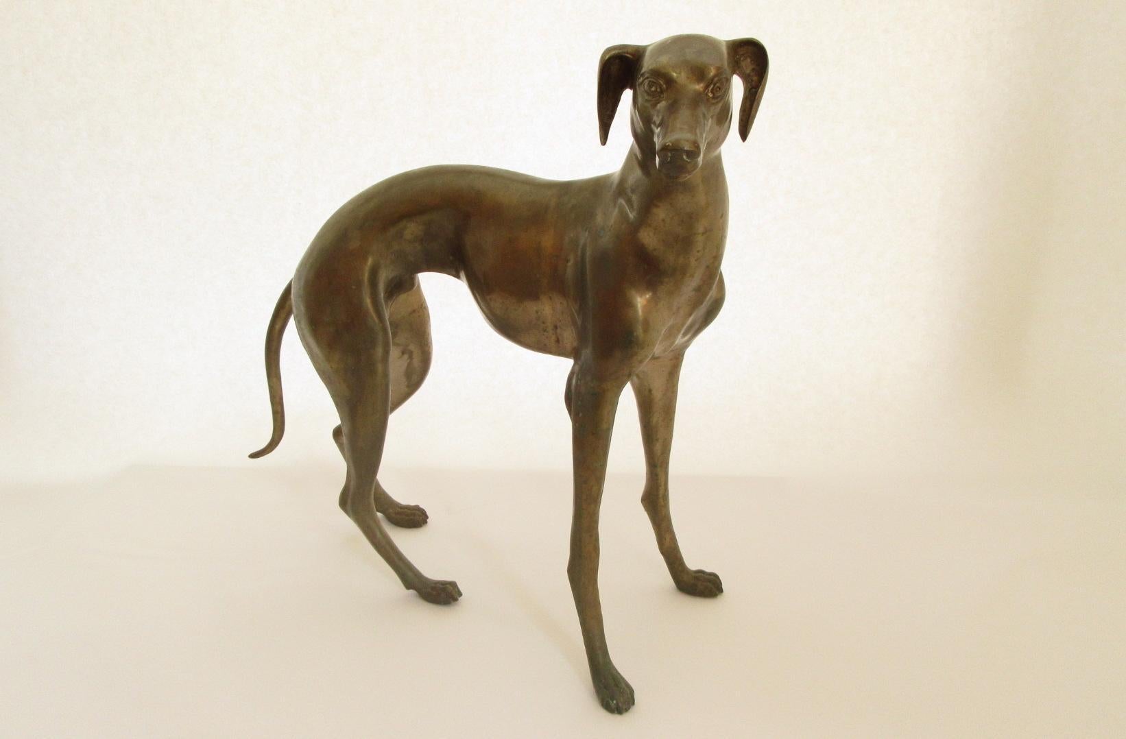 Magnificent Italian bronze greyhound sculptures.
Wonderful patina.
Male and female greyhound.