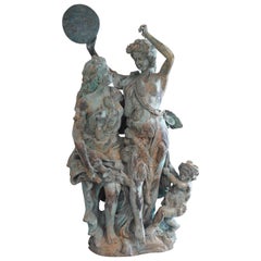 Antique Italian Bronze Harvest of Grapes Celebration Art Deco
