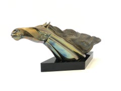 Italian Bronze Horse Head Sculpture by Maxime Delo