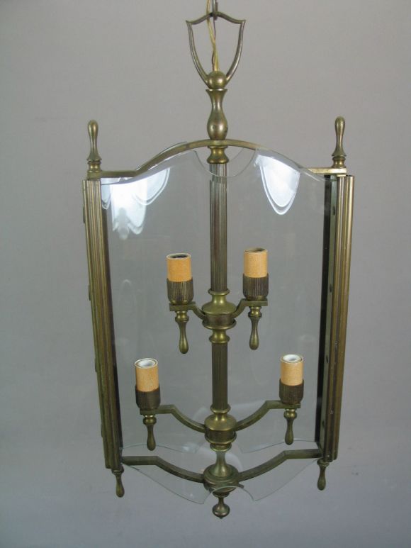 Gio Ponti Style Italian Bronze Thin Profile Lantern Circa 1940's In Good Condition In Douglas Manor, NY
