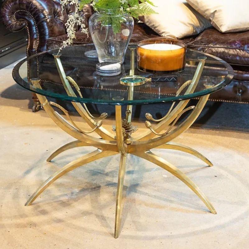 European Italian Bronze Lotus Leaf Coffee Table, 1950s