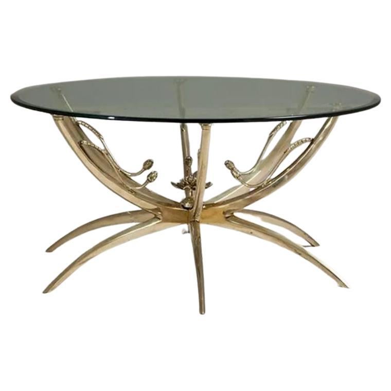 Italian Bronze Lotus Leaf Coffee Table, 1950s