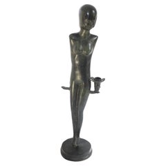 Italian Bronze mid-century modern woman sculpture (59x17x12cm).  An eye-catcher!