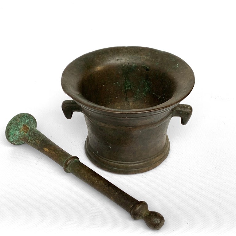Italian Bronze Mortar and Pestle, Original Patina, Italy, Pharmacy or