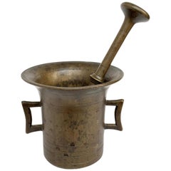 Mortier et Pilon italien en bronze, patine d'origine, Italie, pharmacie ou herboriste