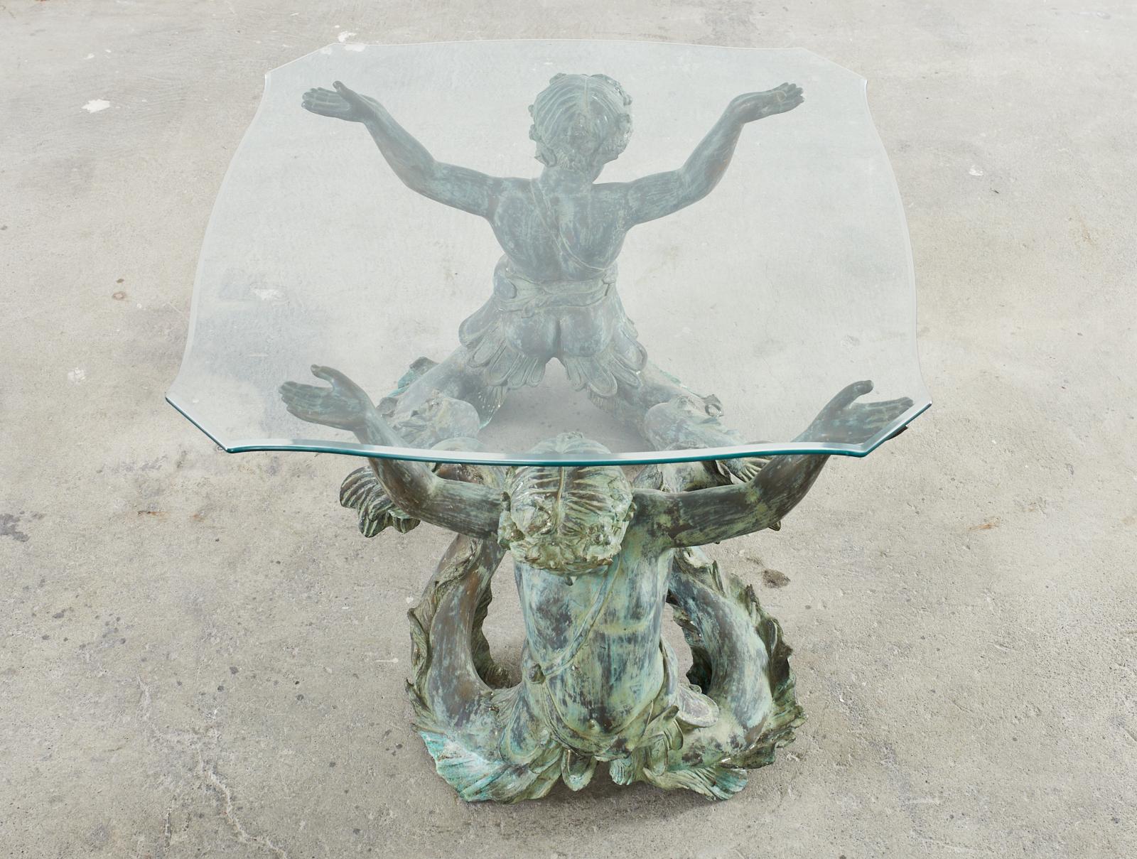 Table centrale néoclassique italienne Putti Di Mare en bronze  en vente 3