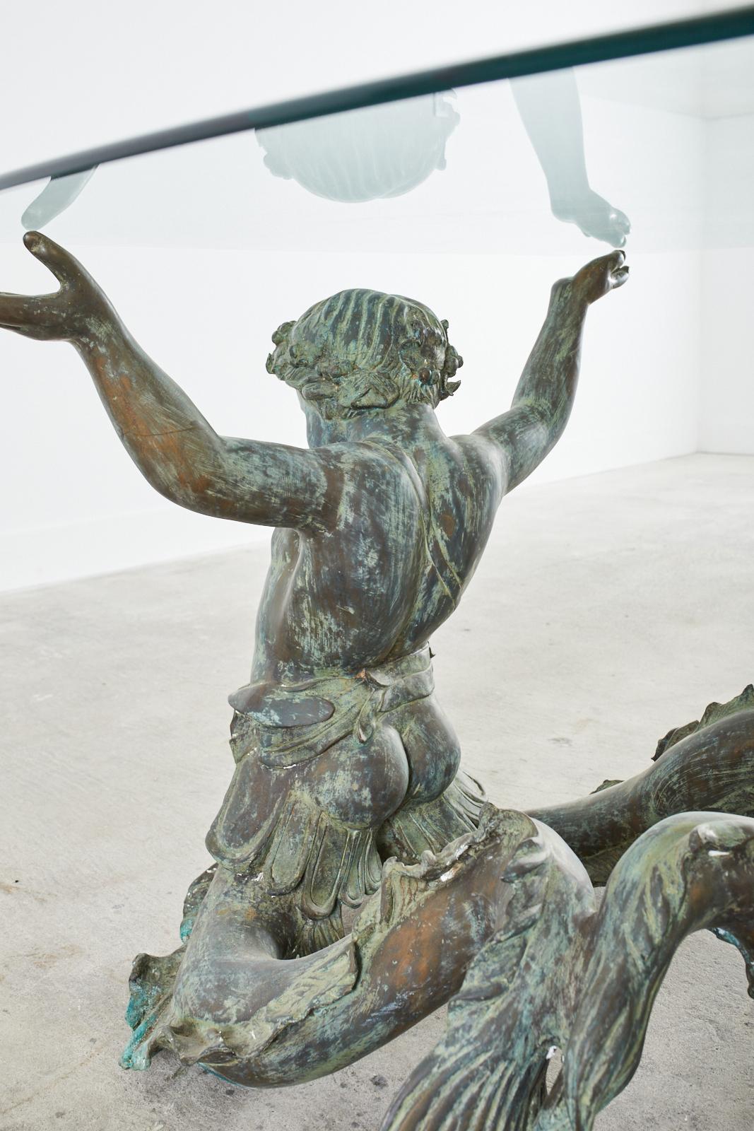 Italian Bronze Neoclassical Putti Di Mare Centre Table  For Sale 8