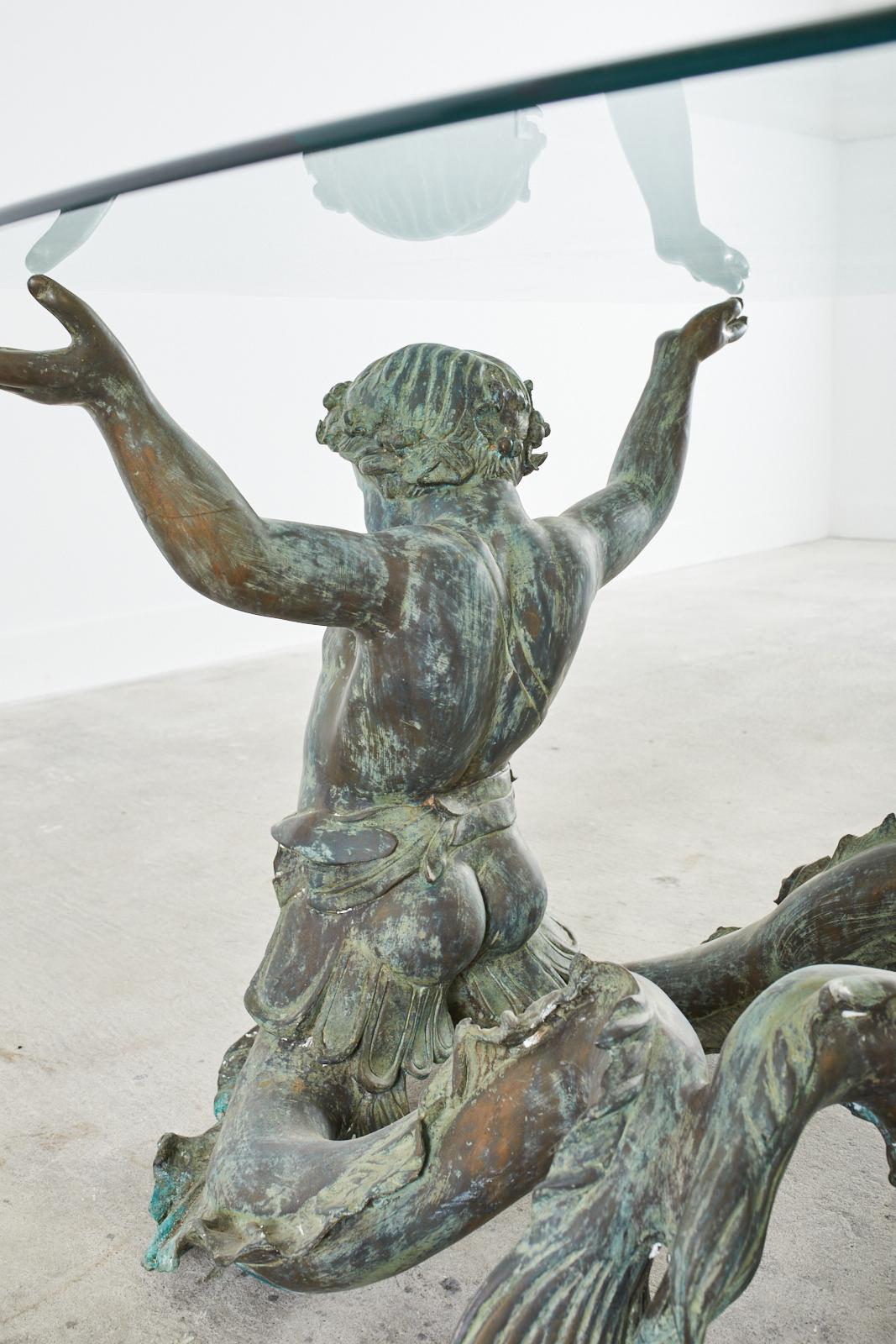 Italian Bronze Neoclassical Putti Di Mare Centre Table 8