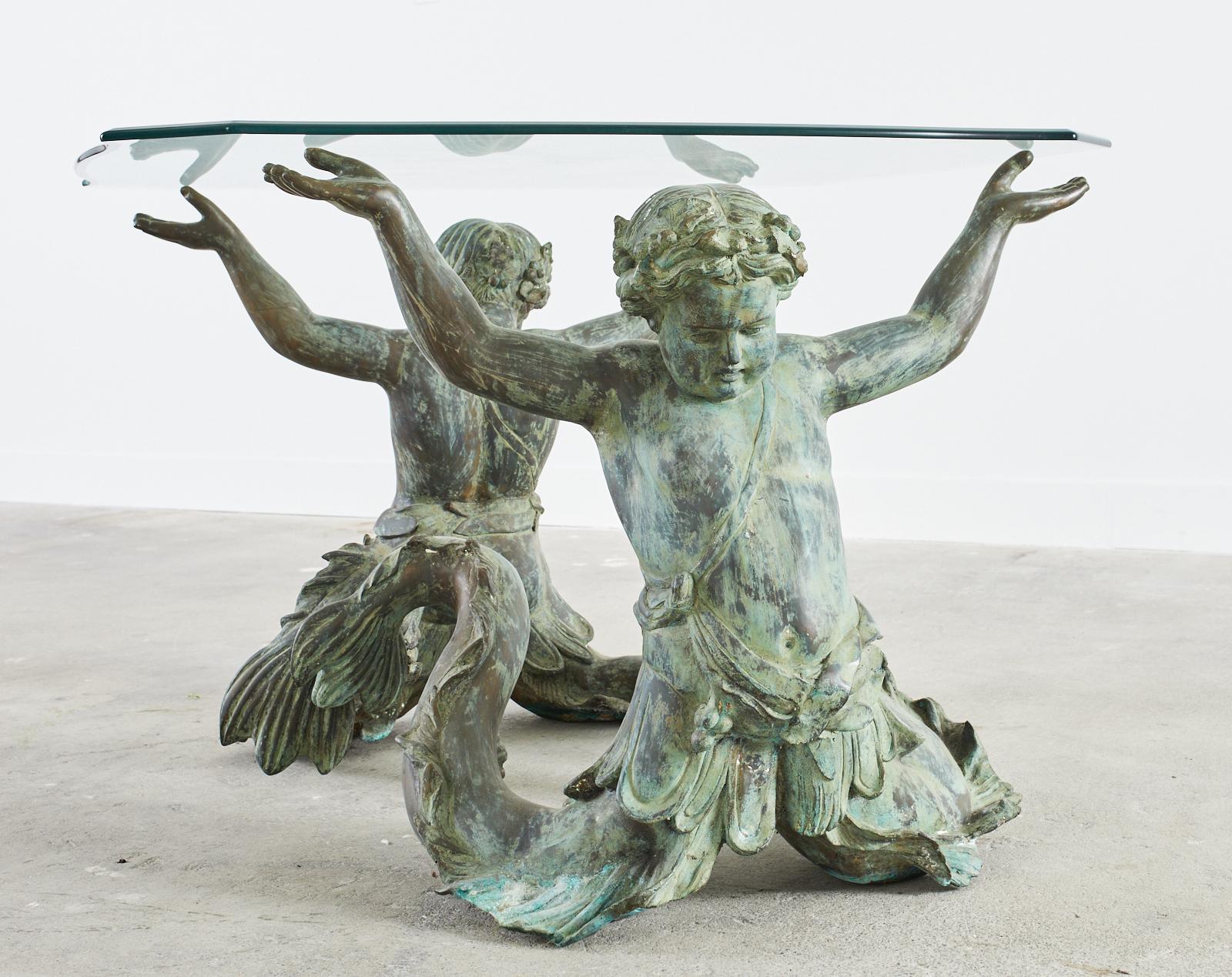 Table centrale néoclassique italienne Putti Di Mare en bronze  en vente 11