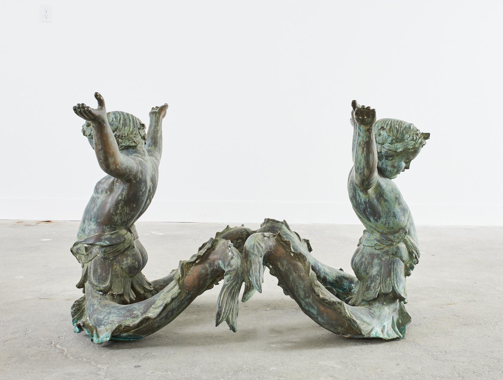 Table centrale néoclassique italienne Putti Di Mare en bronze  en vente 12