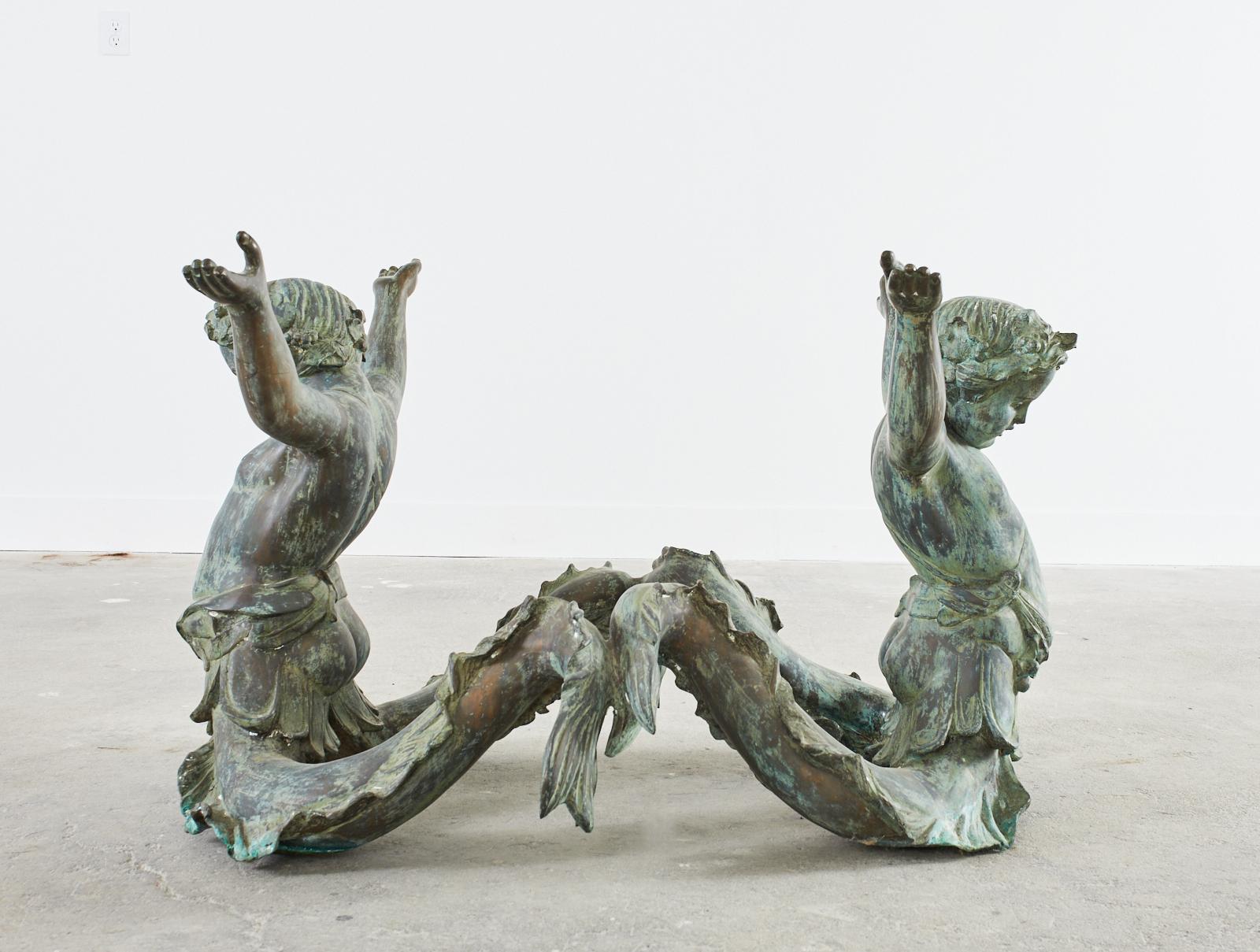 Italian Bronze Neoclassical Putti Di Mare Centre Table 12