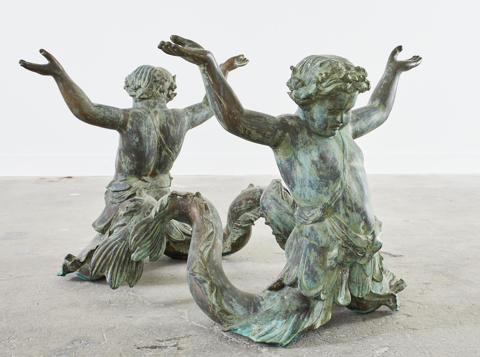 Table centrale néoclassique italienne Putti Di Mare en bronze  en vente 13