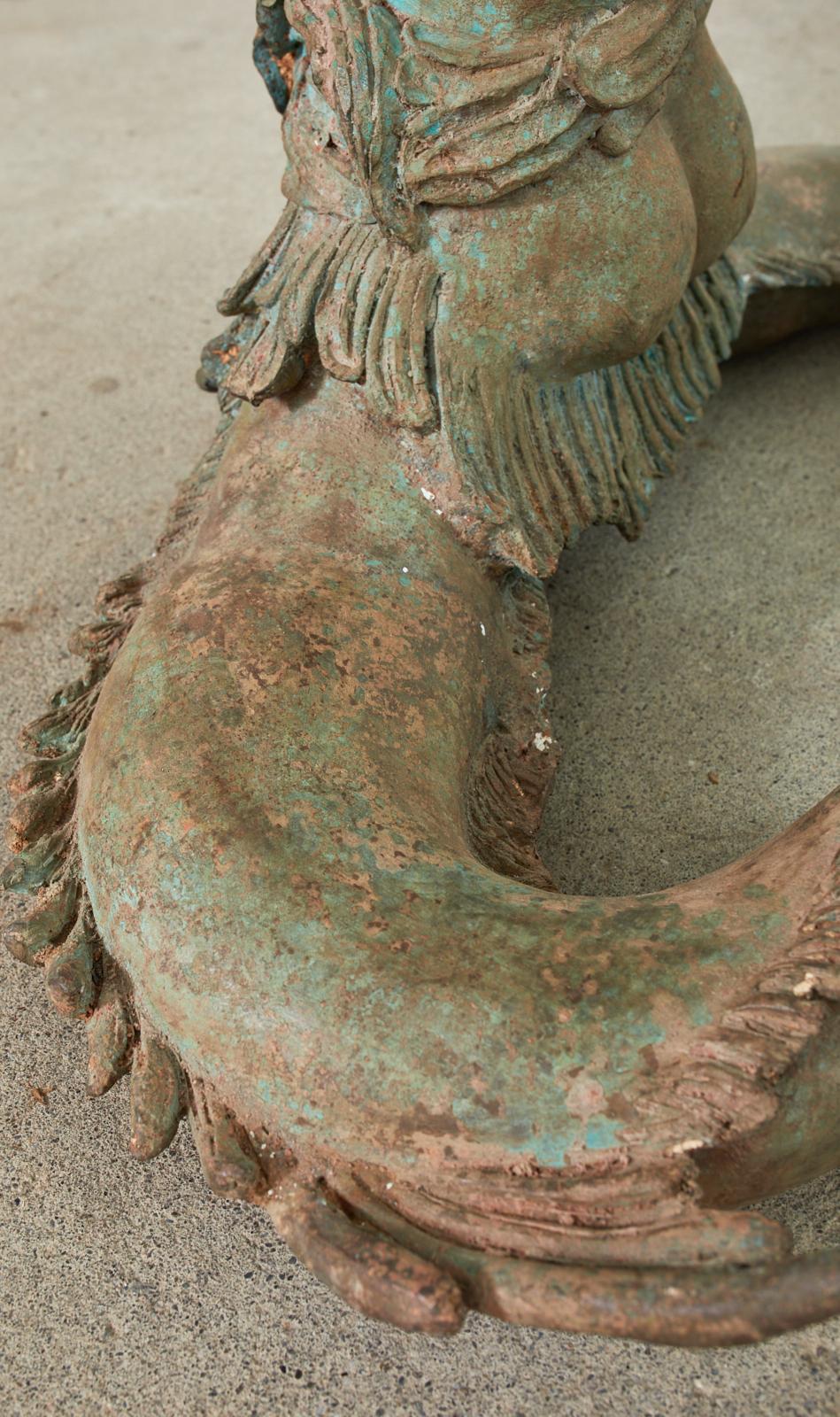 Italian Bronze Neoclassical Putti Di Mare Mermaid Cocktail Table For Sale 6
