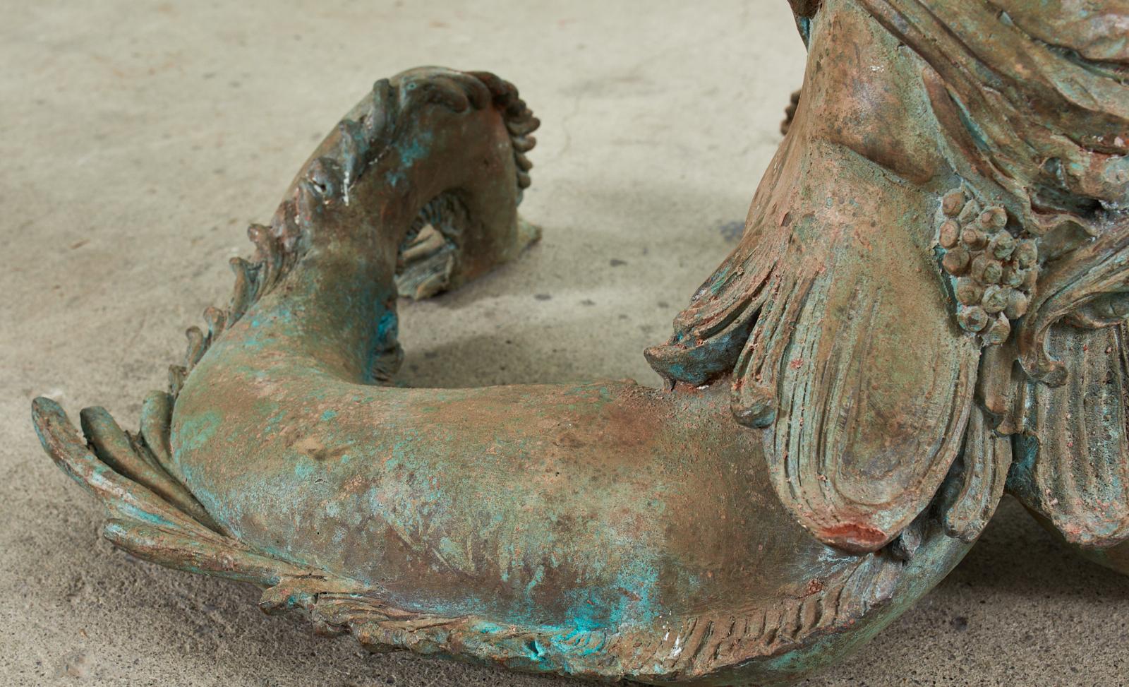 Italienische Bronze Neoklassische Putti Di Mare Meerjungfrau Cocktailtisch im Angebot 13