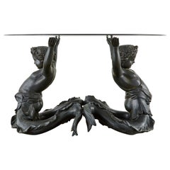 Italienischer neoklassizistischer italienischer Putti Di Mare-Esstisch aus Bronze